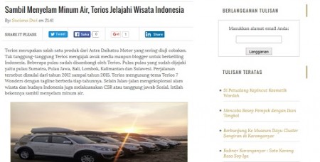 Sambil Menyelam Minum Air, Terios Jelajahi  Wisata Indonesia