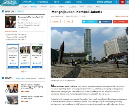 'Menghijaukan' Kembali Jakarta