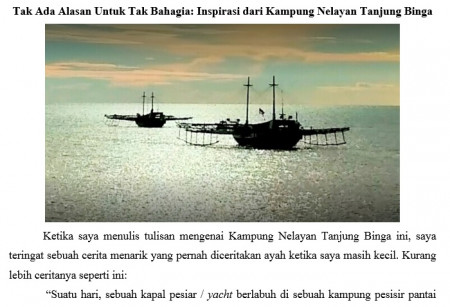 Tak Ada Alasan Untuk Tak Bahagia: Inspirasi dari Kampung Nelayan Tanjung Binga