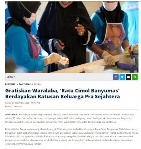 Gratiskan Waralaba, 'Ratu Cimol Banyumas' Berdayakan Ratusan Keluarga Pra Sejahtera