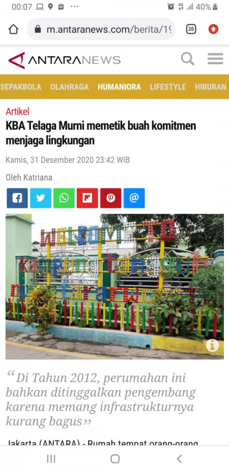 KBA Telaga Murni memetik buah komitmen menjaga lingkungan