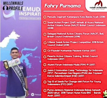 Fahry Purnama: Gagas â€˜Beasiswa Sampahâ€™ Terbangkan Mimpi Anak Aceh Bersama Pesawat Kertas
