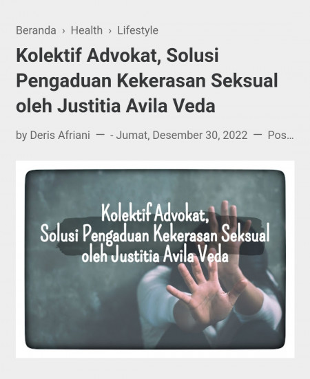 Kolektif Advokat, Solusi Pengaduan Kekerasan Seksual oleh Justitia Avila Veda
