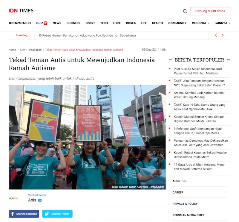 Tekad Teman Autis untuk Mewujudkan Indonesia Ramah Autisme