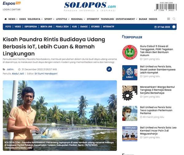 Kisah Paundra Rintis Budidaya Udang Berbasis IoT, Lebih Cuan & Ramah Lingkungan