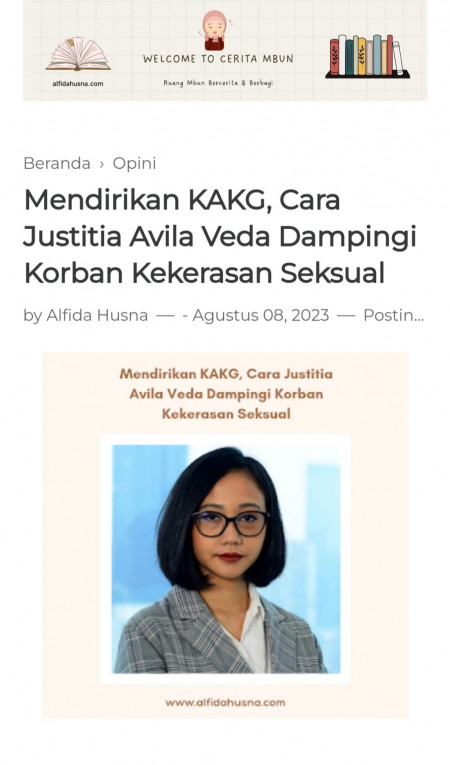 Mendirikan KAKG, Cara Justitia Avila Veda Dampingi Korban Kekerasan Seksual