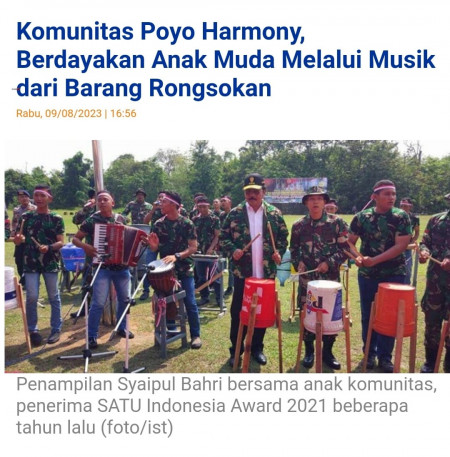 Komunitas Poyo Harmony, Berdayakan Anak Muda Melalui Musik dari Barang Rongsokan