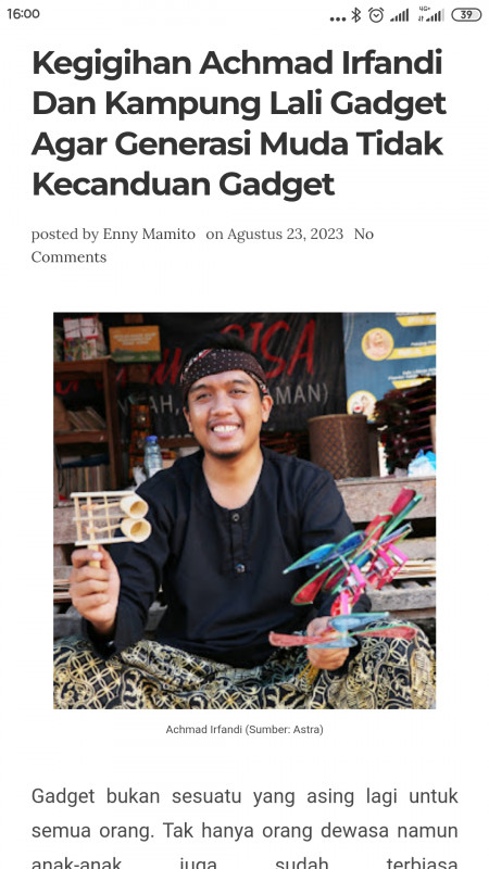 Kegigihan Achmad Irfandi Dan Kampung Lali Gadget Agar Generasi Muda Tidak Kecanduan Gadget