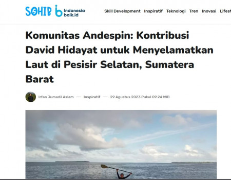 Komunitas Andespin: Kontribusi David Hidayat untuk Menyelamatkan Laut di Pesisir Selatan, Sumatera Barat