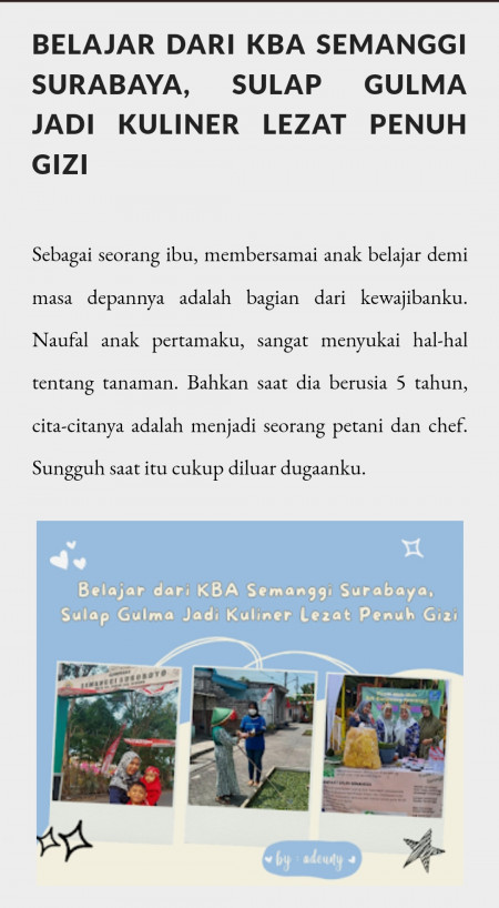 Belajar dari KBA Semanggi Surabaya,  Sulap Gulma Jadi Kuliner Lezat Penuh Gizi