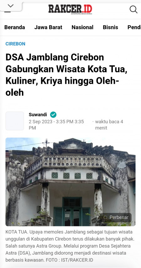 DSA Jamblang Cirebon Gabungkan Wisata Kota Tua, Kuliner, Kriya hingga Oleh-oleh