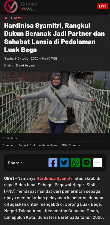 Hardinisa Syamitri, Rangkul Dukun Beranak Jadi Partner dan Sahabat Lansia di Pedalaman Luak Bega
