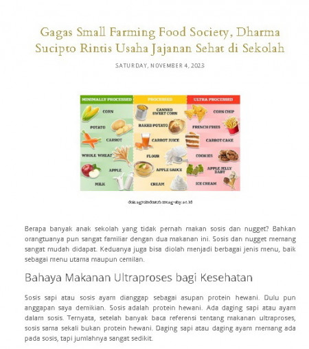 Gagas Small Farming Food Society,  Dharma Sucipto Rintis Usaha Jajanan Sehat  di Sekolah