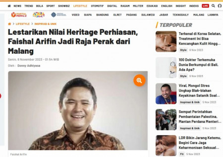 Lestarikan Nilai Heritage Perhiasan, Faishal Arifin Jadi Raja Perak dari Malang